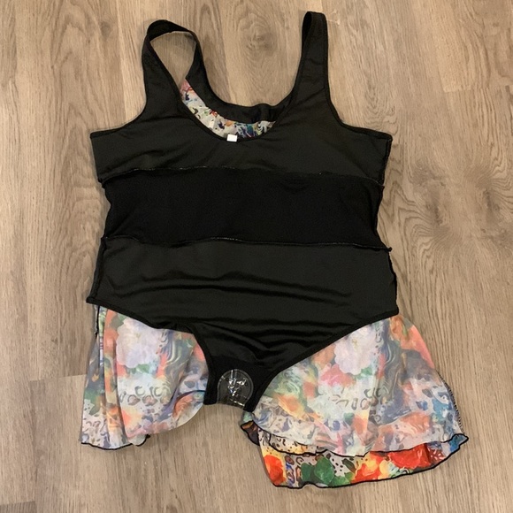 Swimsuit one piece tiered Scoop Neck Swimdress colorful print Size XXL - Picture 12 of 16